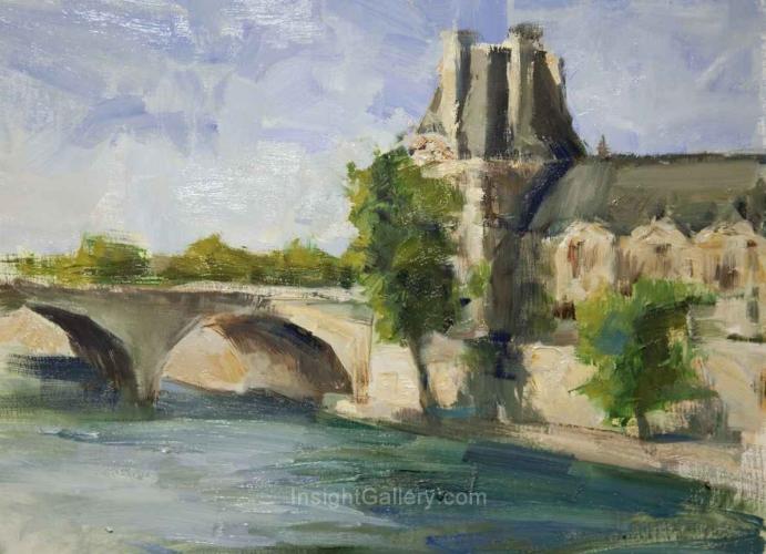 The Louvre Museum Along the Seine, Paris by Michelle Dunaway