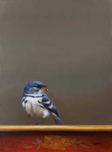 The Red Bead (Cerulean Warbler) by Jhenna Quinn Lewis
