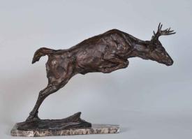 Jumping Whitetail Deer by Richard Loffler