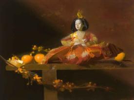Japanese Doll with Clementines by Sherrie McGraw