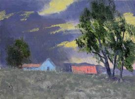 Study of Ranch House and Approaching Storm by Michael Ome Untiedt