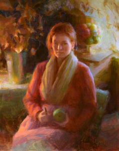Rebecca with Apple by Susan Lyon